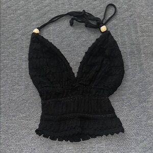 Black Lace Halter Top